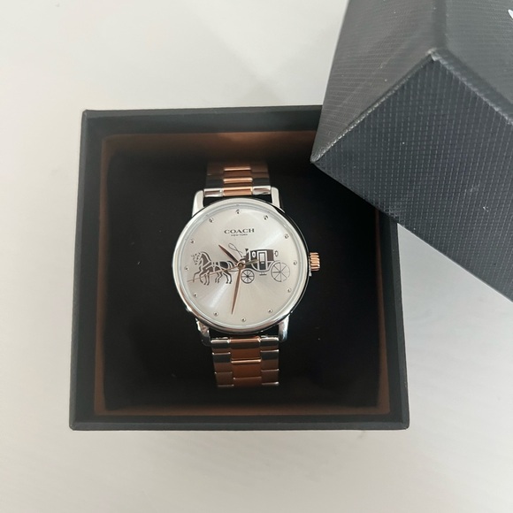 Coach Two-Tone Silver and Brown Women's Watch - Picture 1 of 5